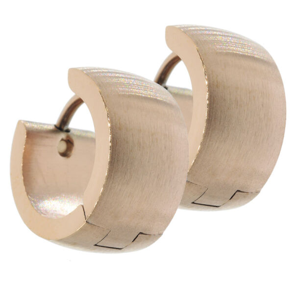 Edelstahlohrring- Klappcreole 13 mm - abgerundet PVD-Rosegold 7 mm mattiert