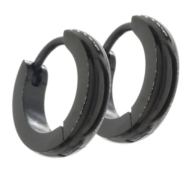 Klappcreole 13 mm - abgerundet PVD-Schwarz 3 mm poliert