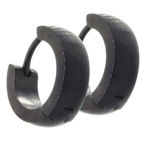 Klappcreole 13 mm - abgerundet PVD-Schwarz 4 mm mattiert