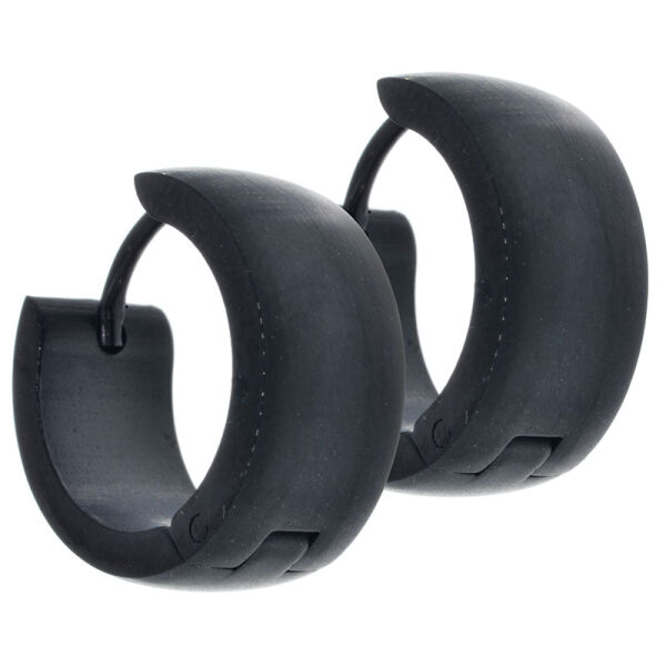 Stainless steel earring - hinged hoop 16 mm - rounded PVD black 7 mm matte