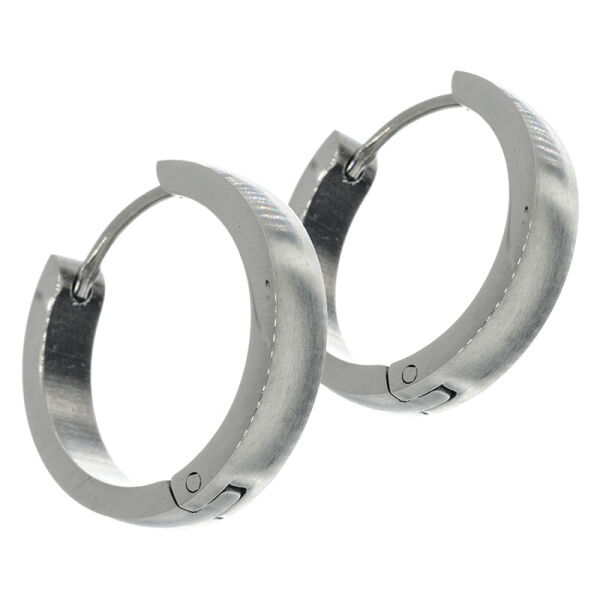Stainless steel earring - hinged hoop 20 mm - rounded Stainless steel 4 mm matte