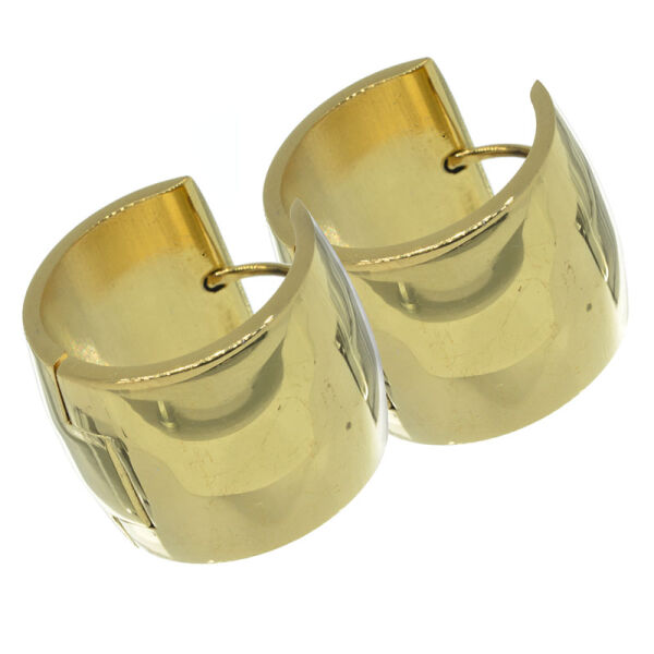 Stainless steel earring - hinged hoop 20 mm - rounded PVD gold 16 mm polished