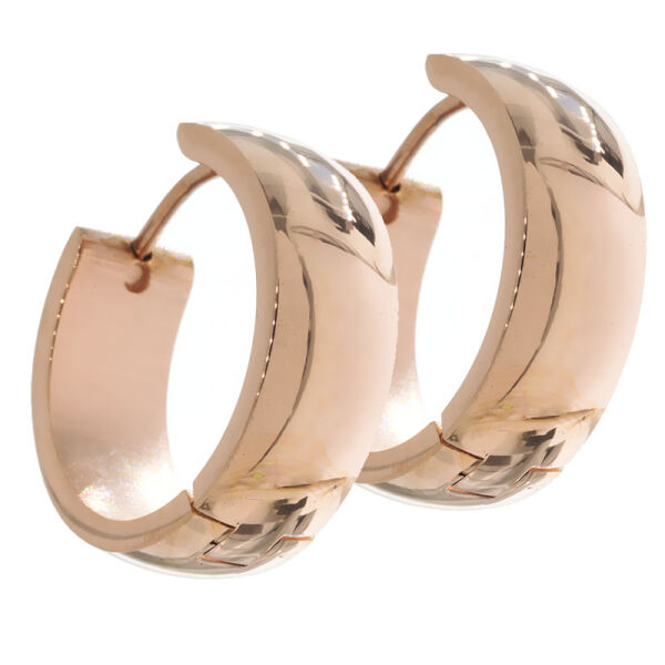 Stainless steel earring - hinged hoop 20 mm - rounded PVD rose gold 7 mm polished