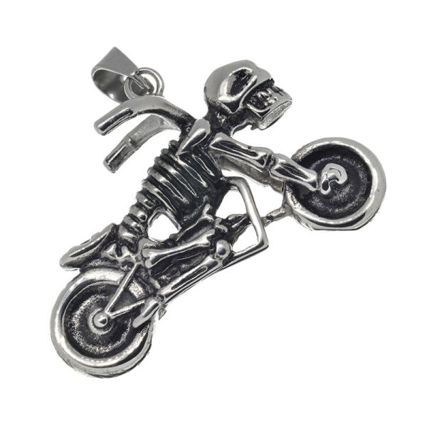 Edelstahlanhänger  - Motorrad mit Totenkopf