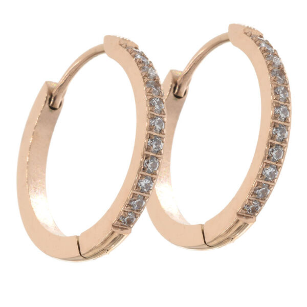 Edelstahlcreole mit Zirkonias, PVD-Rosegold - 19 mm
