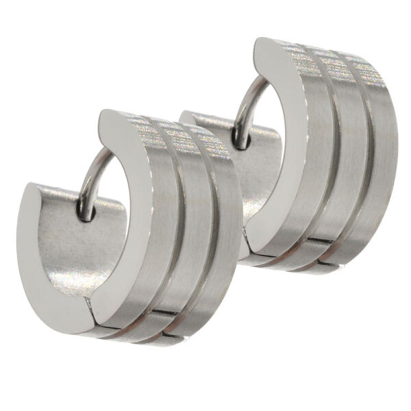Stainless steel earrings - hinged hoop earrings, matte finish