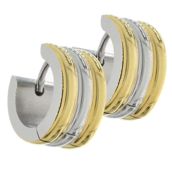 Edelstahlohrring Klappcreole Stahl / PVD-Gold