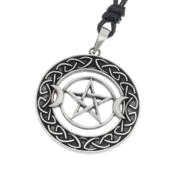 Zinnanhänger - Pentagram mit Halbmond