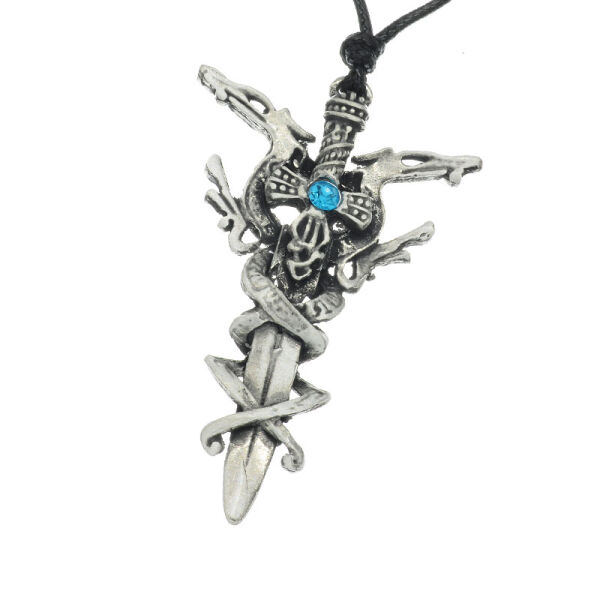 Tin pendant - Sword Türkis