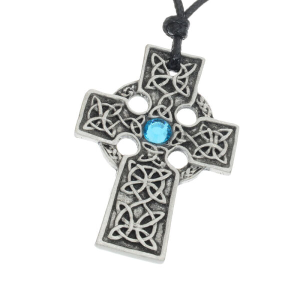Pewter pendant - cross with stone