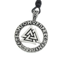 Tin pendant - Valknut with rune ring