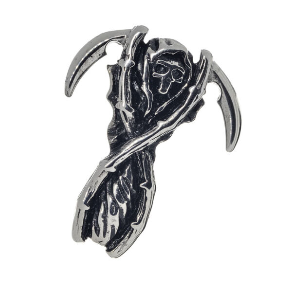 Stainless Steel Pendant – Shinigami – Hooded Figure with Two Scythes