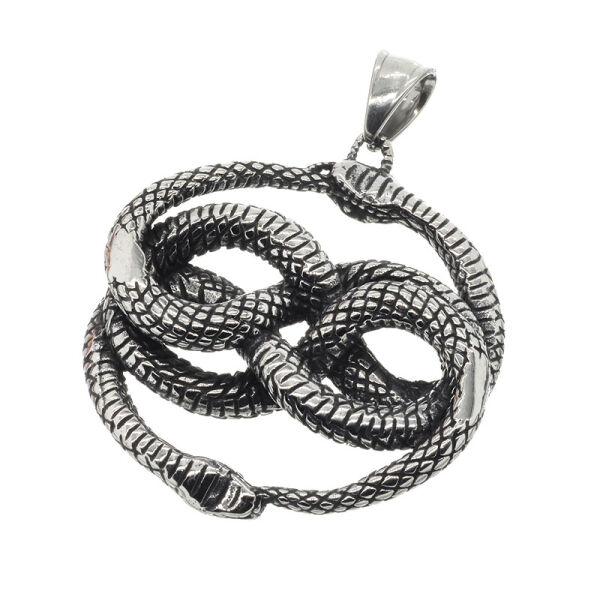 Stainless steel pendant - double snake