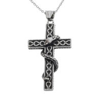 Stainless Steel Pendant – Cross with Winding Snake