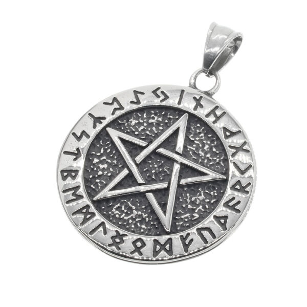Stainless steel pendant `Pentagram/ Vegvisir´