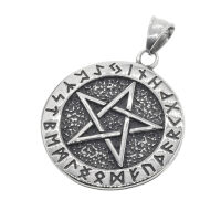 Stainless steel pendant `Pentagram/ Vegvisir´