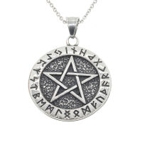 Stainless steel pendant `Pentagram/ Vegvisir´