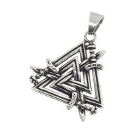 Edelstahlanhänger - Valknut / Schwerter