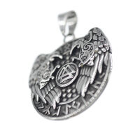 Edelstahlanhänger "Hugin und Munin mit Valknut"