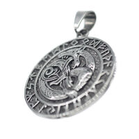 Stainless steel pendant - Dragon in a rune circle
