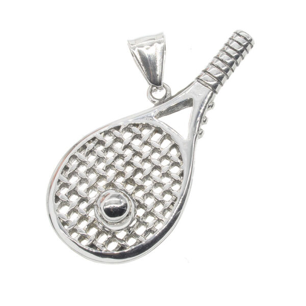 Stainless steel pendant - tennis racket with ball