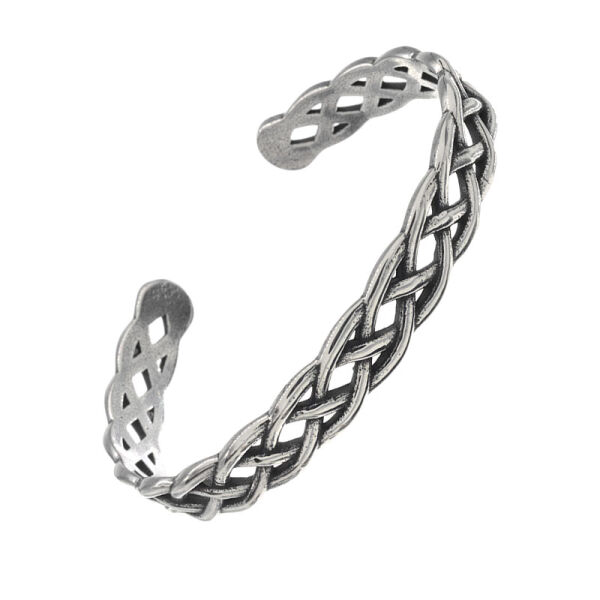 Stainless steel bracelet - Cable knit pattern