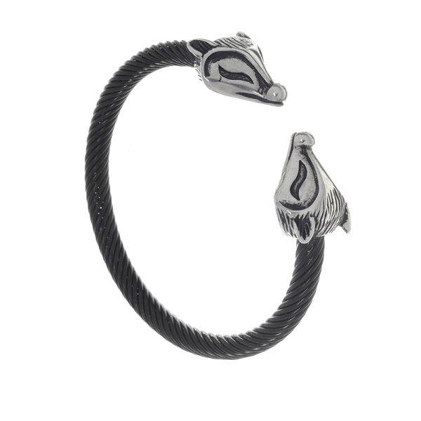 Edelstahlarmband mit Fuchskopf PVD-Schwarz