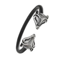 Edelstahlarmband mit Fuchskopf PVD-Schwarz
