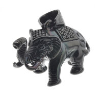 Stainless steel pendant - Indian elephant PVD-Black