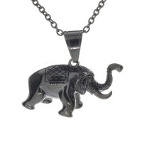 Stainless steel pendant - Indian elephant PVD-Black