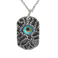 Stainless steel pendant - Dogtag with colored eye Türkis