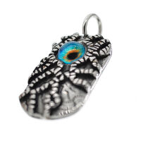 Stainless steel pendant - Dogtag with colored eye Türkis