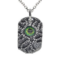 Edelstahlanhänger - Dogtag mit Farbigen Auge Grün