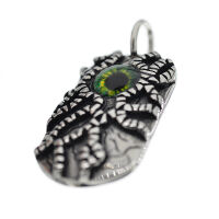 Edelstahlanhänger - Dogtag mit Farbigen Auge Grün