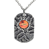 Stainless steel pendant - Dogtag with colored eye Orange