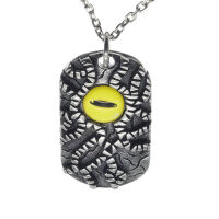 Stainless steel pendant - Dogtag with colored eye Yellow