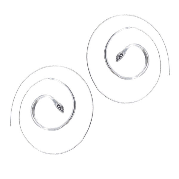 Bronze earrings - snake / spiral Silver-Plated