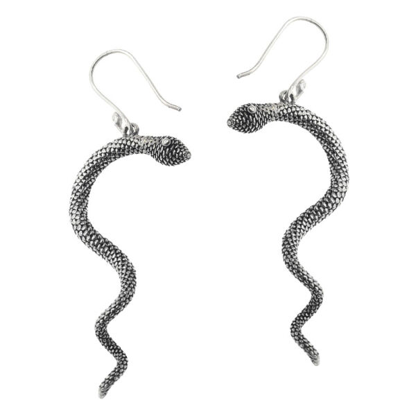 Bronze earrings - silver-plated snake