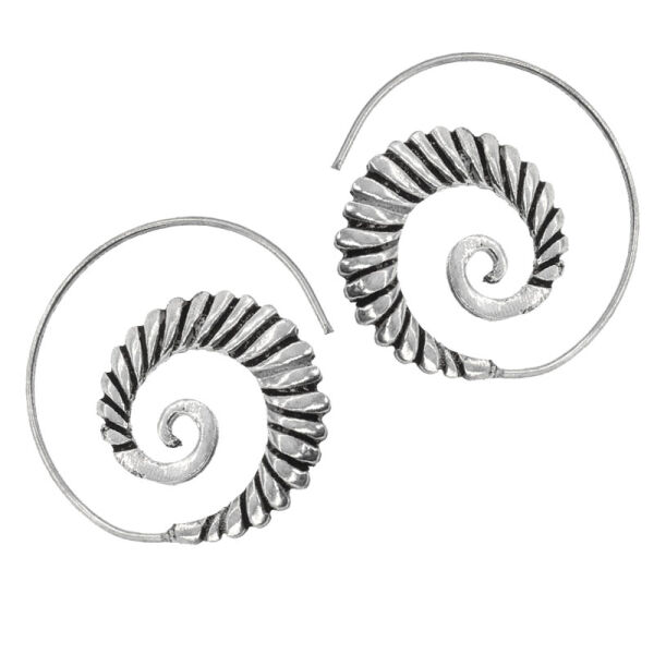 Bronze earrings - Creole / spiral silver-plated