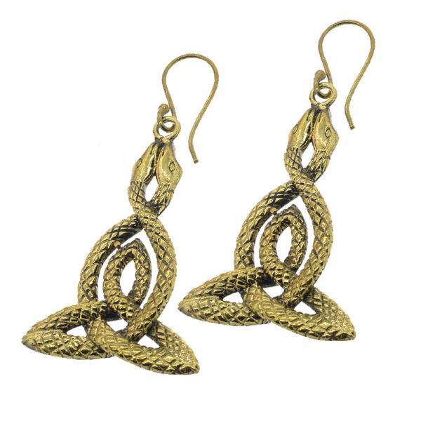 Bronze earrings - double snake