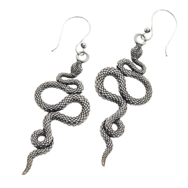Bronze earrings - Snake “Kaa” silver-plated