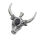 Edelstahlanhänger - Stierschädel mit Stein Schwarz