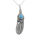 Feather with colored stone Stainless Steel Light blue Left-leaning