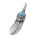 Feather with colored stone Stainless Steel Light blue Left-leaning