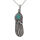 Stainless steel pendant - Feather with colored stone Two-tone Turquoise Right