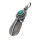 Stainless steel pendant - Feather with colored stone Two-tone Turquoise Right