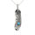 Stainless steel pendant - claw with feather and light blue stone Left-leaning