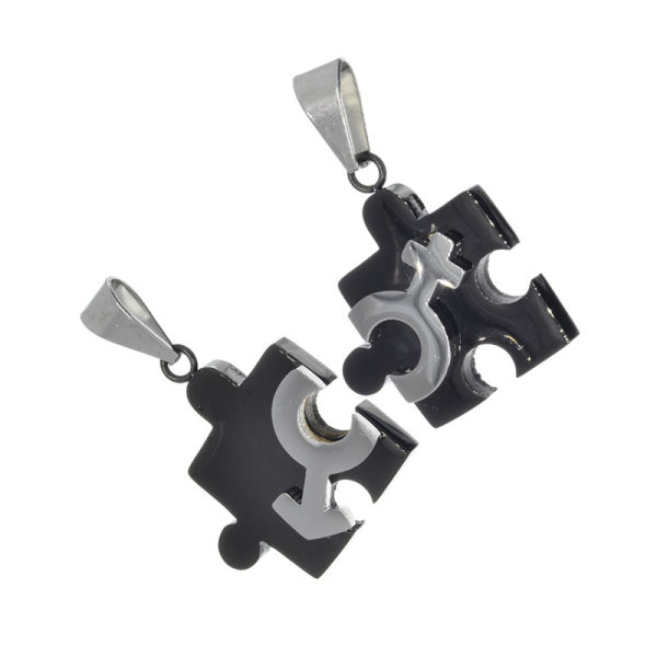 PartnerEdelstahlanhänger - Puzzle - männlich/ weiblich