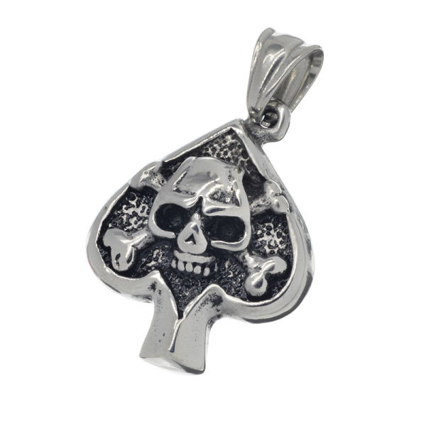 Edelstahlanhänger - Pik / Totenkopf / Lilie