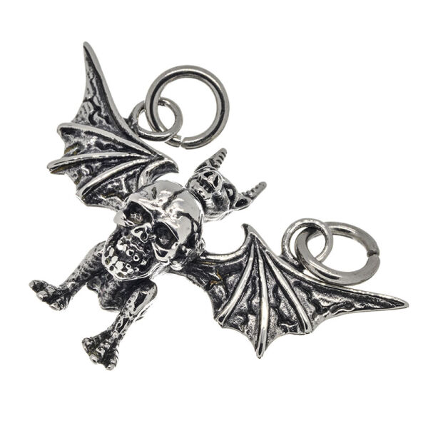 Stainless Steel Pendant – Gargoyle Dragon with Skull